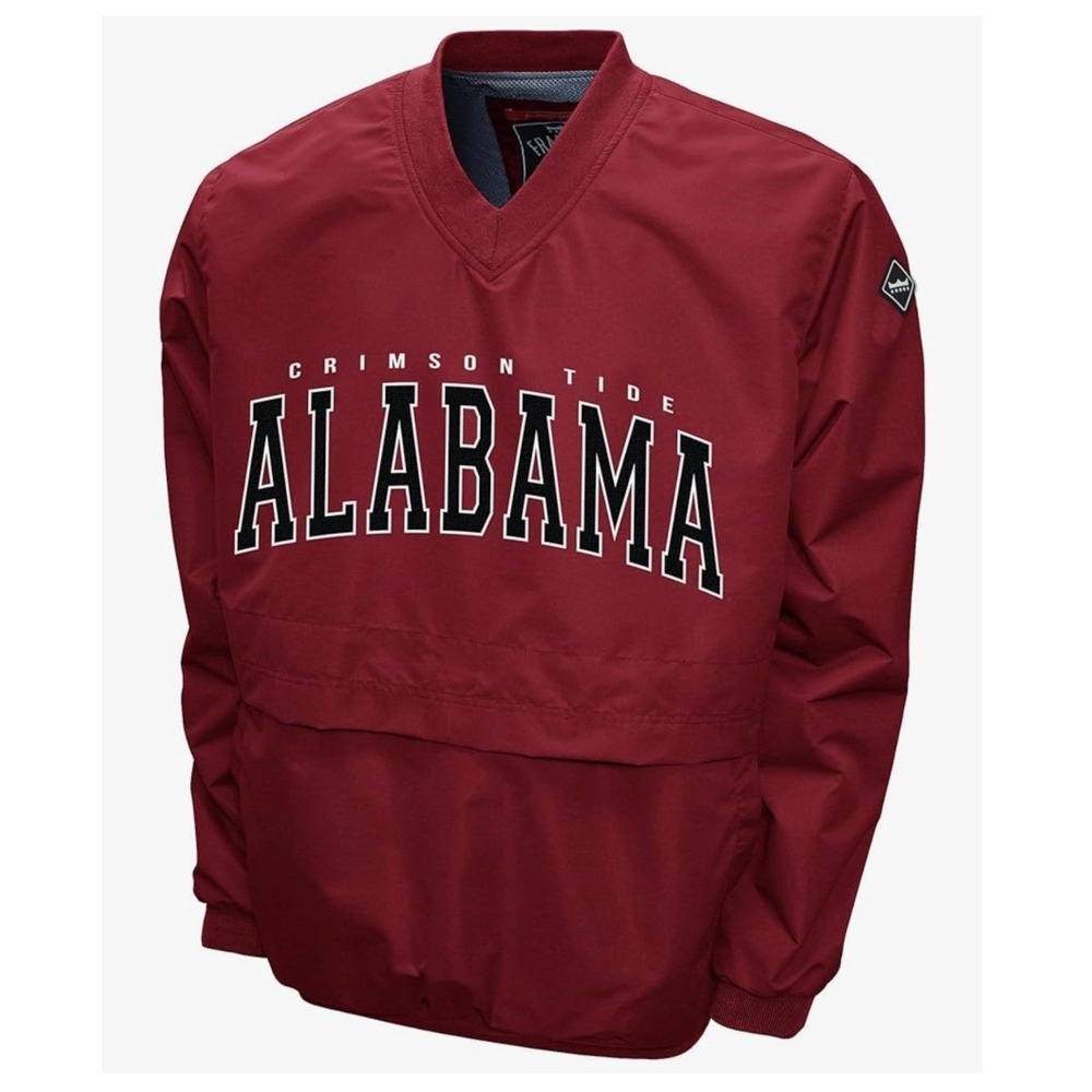Alabama Crimson‎ Tide Lightweight V-Neck Windbreaker Wind Pullover Jacket Men XL